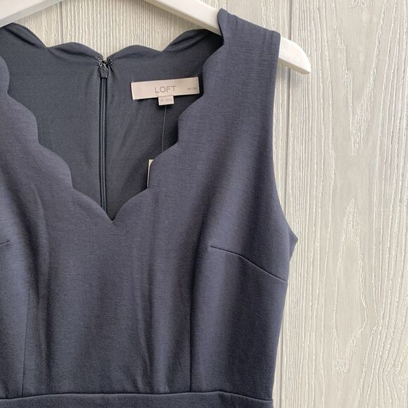 LOFT Gray Sleeveless V-Neck Dress 4P Petite NWT - Picture 2 of 3